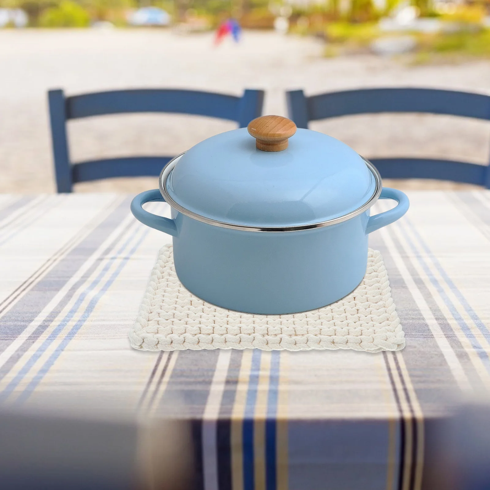 

1pc Woven Cotton Holder White Pot Kitchen Woven Cotton Mat Coaster Pot Holder Cup Pad Protective Pad Table