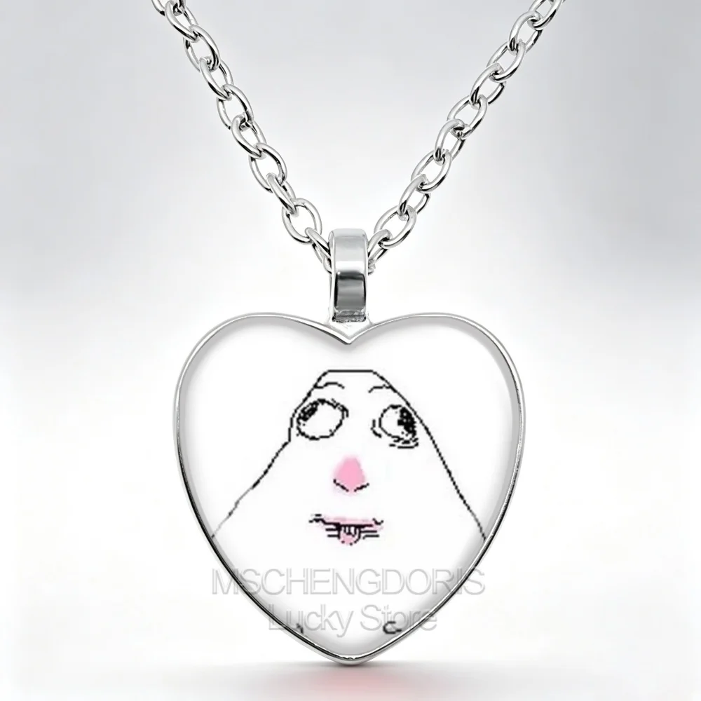 Hamster Necklace Creative Funny Meme Glass Cabochon Heart-Shape Pendant Necklace Cartoon Animal Jewelry Gift For Friends MS056