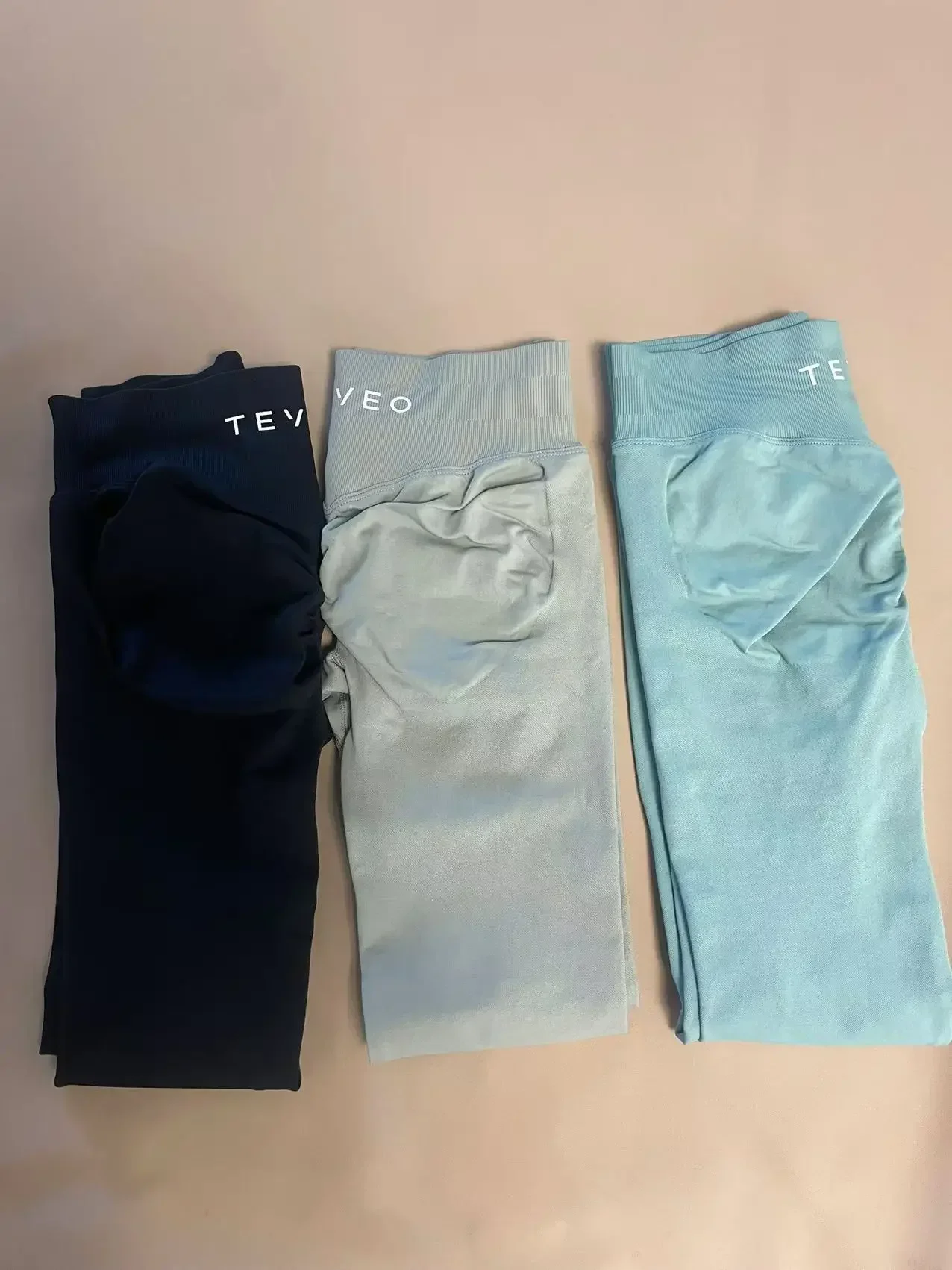 TEVEO Seamless Yoga Pants Impact Leggings Women High Stretch Low Ribbed Band Scrunch Gym Leggings Fitness Sweat Wicking Workout