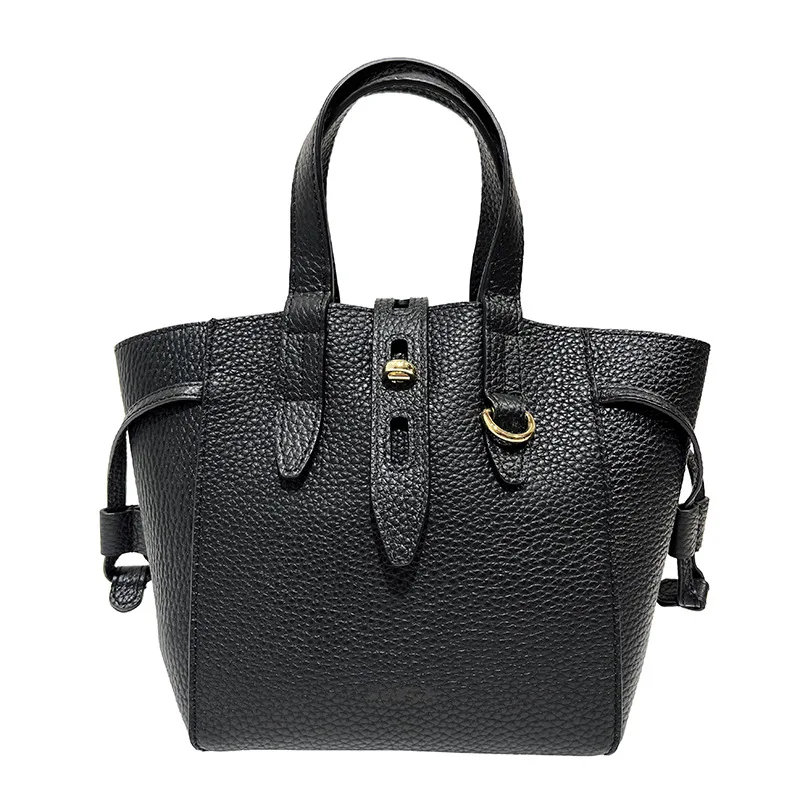 Genuine Leather Women Bucket Totes Casual Soft Handbag