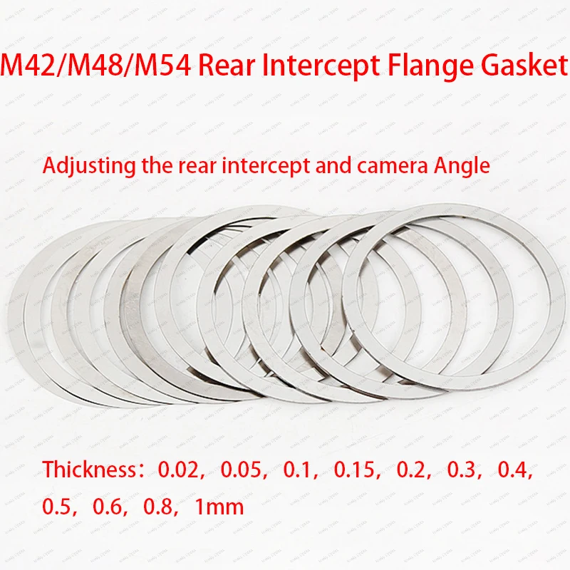 M42/ M48/ M54 Stainless Steel Rear Intercept Flange Gasket Kit 0.02mm-1mm 11 Piece for Astrophotography Astronomical Telescope