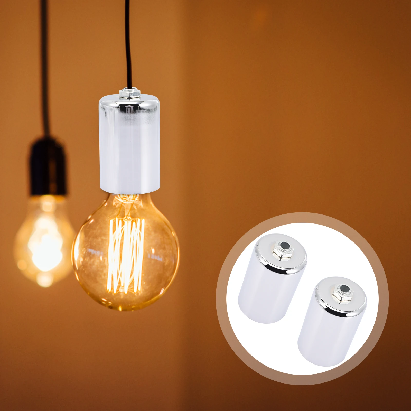 

2Pcs E27 Light Holder Stainless Steel Metal Lamp Socket Industrial Style Compact Ceiling Bulb Holder for Home Decoration