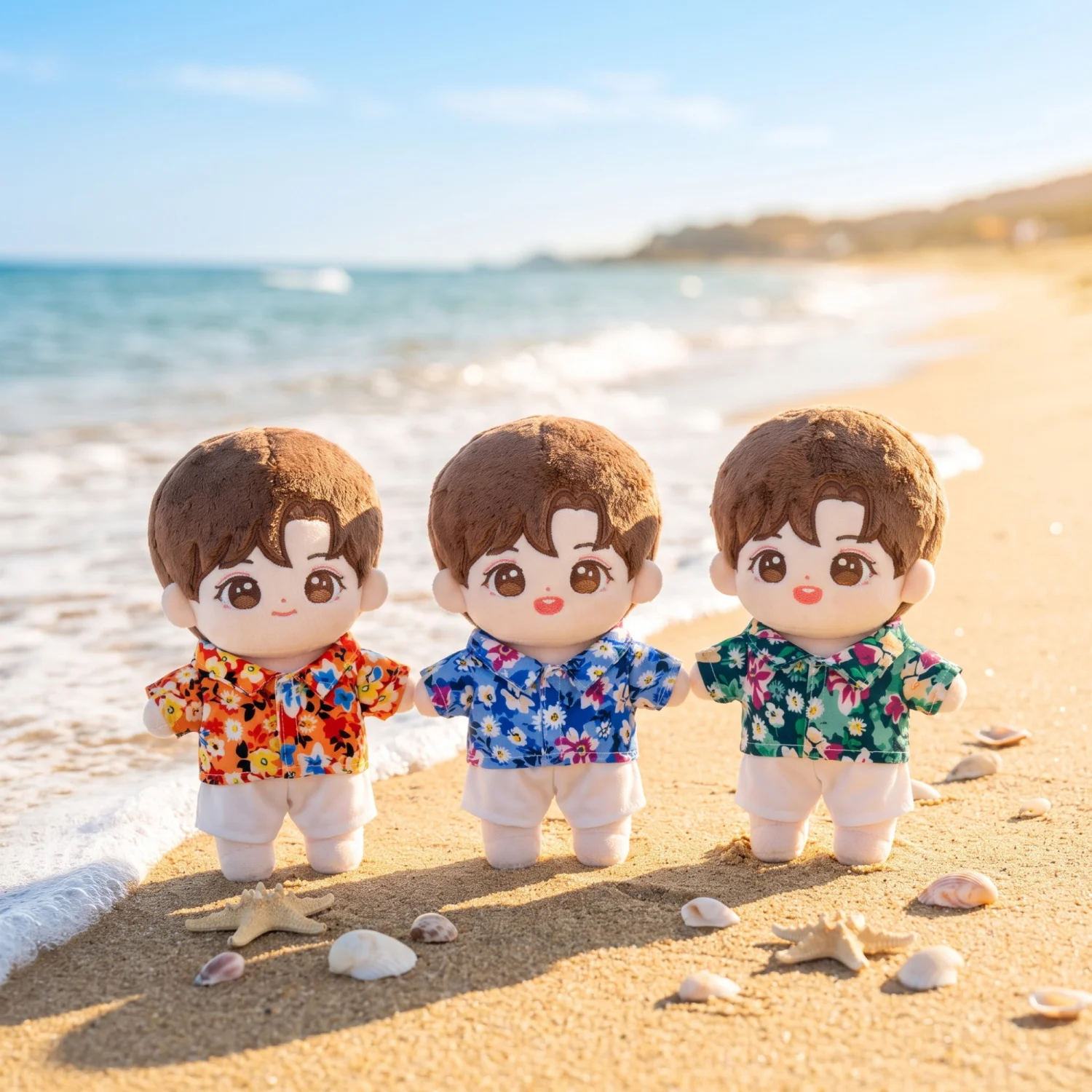 20cm Cotton Doll Clothes, Hawaiian Beach Set, Printed Clothes, Diy Props, Plush Doll Clothes