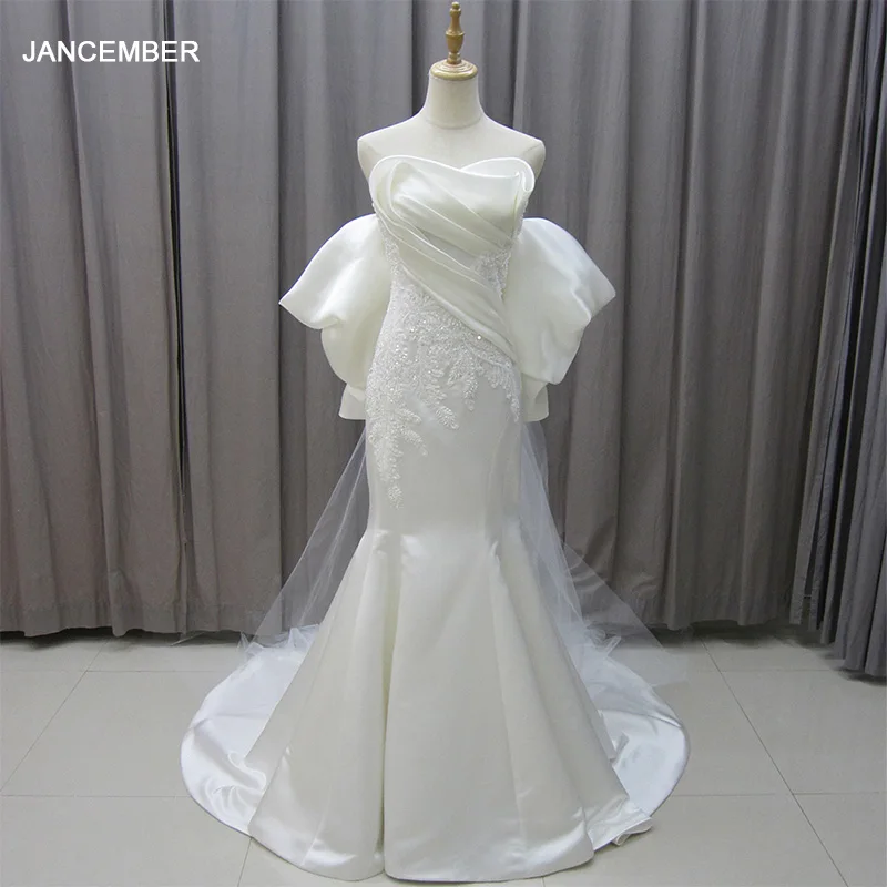 Elegant Strapless White Mermaid Wedding Dress Lace Backless Sleeveless Wedding Formal Party Gowns Long vestido de novia MZ24317