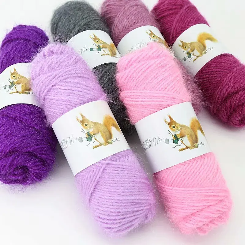 Thread Yarn Wholesale Fluff Yarn Group Thick Squirrel Yarn Hand Hat Scarf Yarn Baby Bright Knitting Yarn 75g/ball