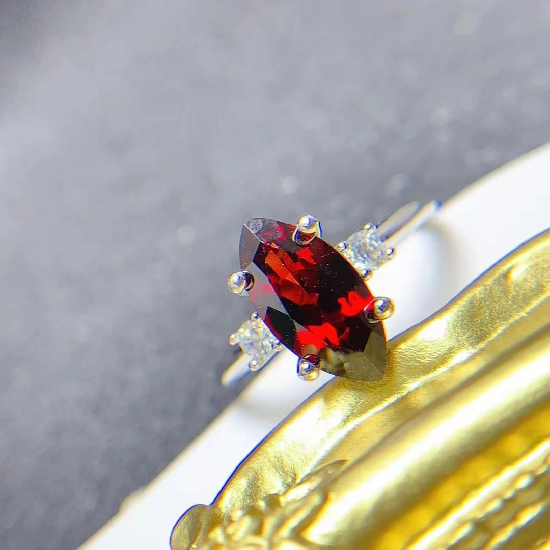 

Кольцо с натуральным гранатом класса VVS, 5 мм * 10 мм, 1 карат, серебряное кольцо с гранатом 925 пробы, сияющее, 3 слоя, 18-каратное позолоченное ювелирное изделие из драгоценных камней