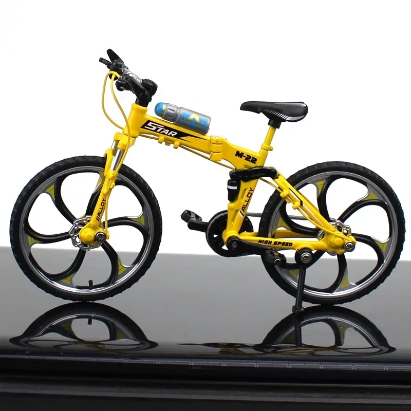 1:10 Mini Model Alloy Folding Bicycle Toy Finger Mountain Bike Pocket Diecast Simulation Metal Racing Collection Toys for Boy