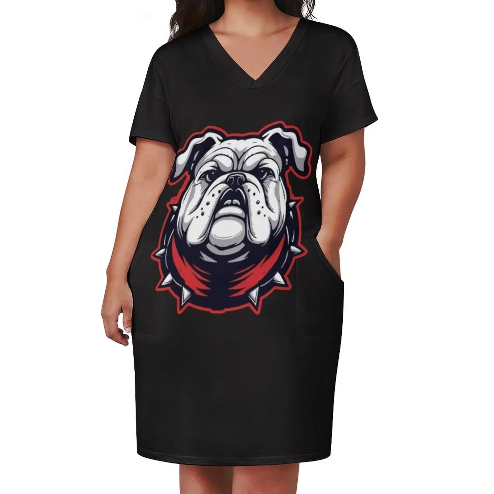 Bulldog Loose Pocket Dress dress party night Dress women Women's