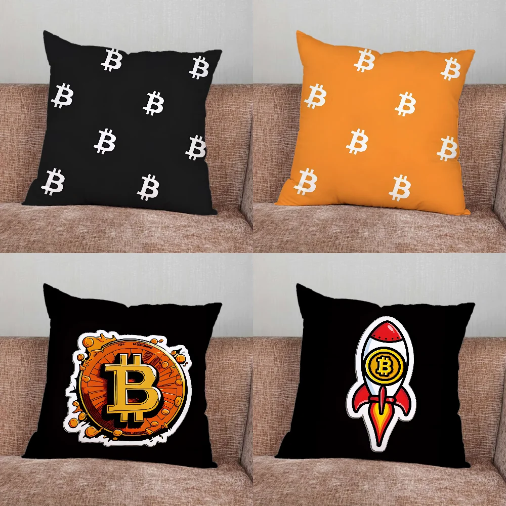 

Crypto Currency Bitcoin BTC Pillow Case For Home Bedroom Car Office Decoration Living Room Sofa Cushion Cover Suitable