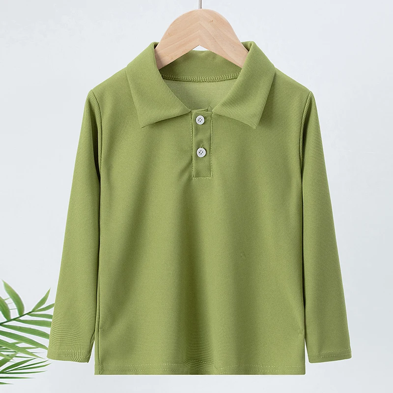 Children's Polo Long Sleeved Autumn Collar Shirt Solid Color Multi-Color Top Suitable For Both Men And Women Comfortable Home