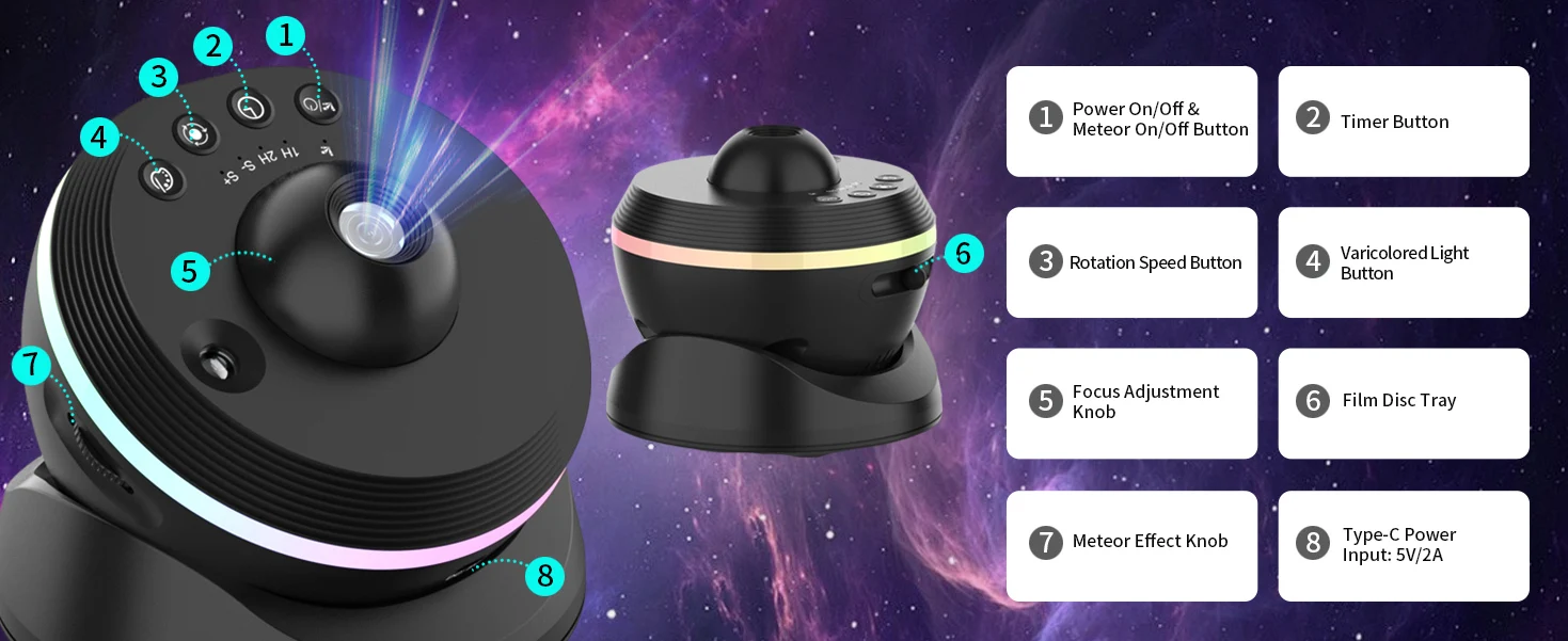 1 PC 13 in 1 Star Projector Night Light Galaxy Projector Bedroom Planetarium Projector with Timer and Rotation Function