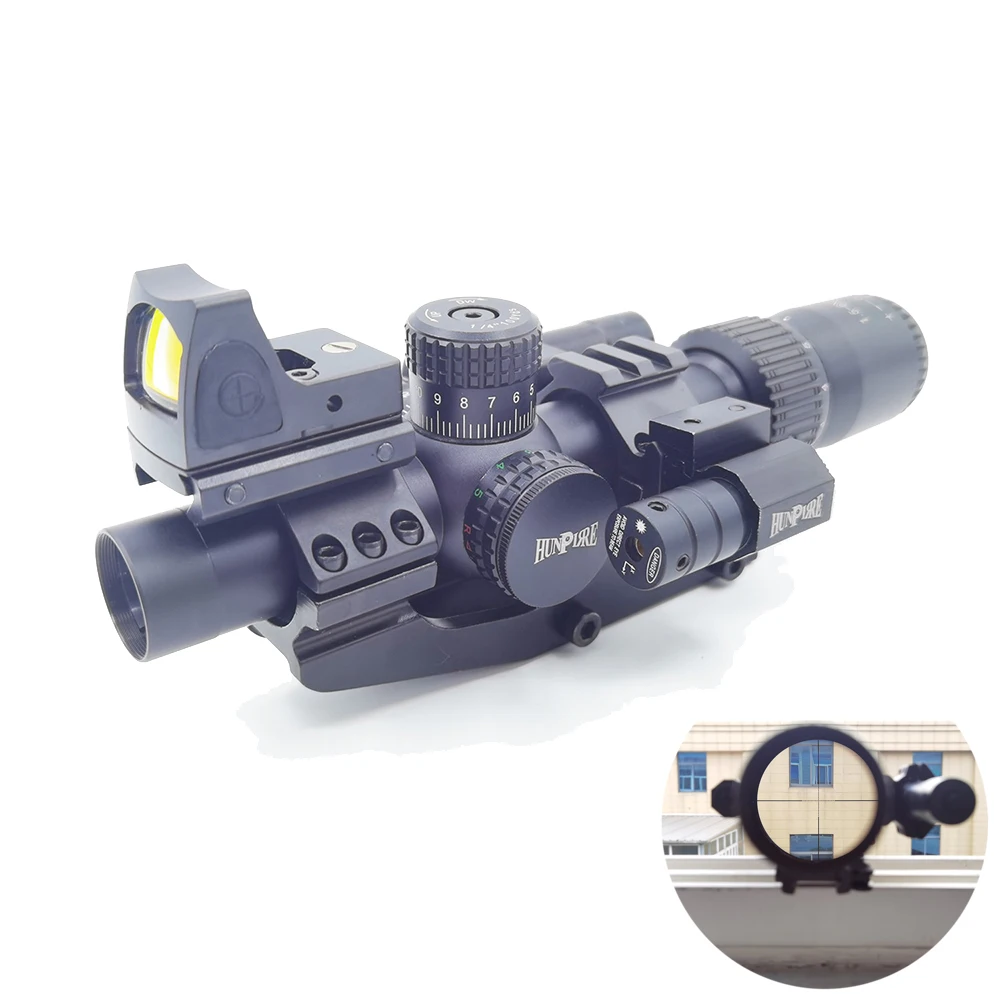 Tactical 1.5-6x20 Combo Scope Hunting Rifle Quick Optical Sight With Laser Torch RMR Paintball Airsoft Shooting Accessories