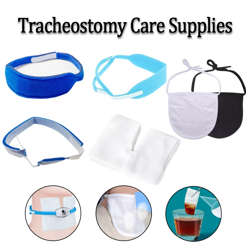 Tracheostomy Neck Fix Strap V Shaped Sterile Gauze Pads Dust Cover for Tracheostomy Neck Wound Care