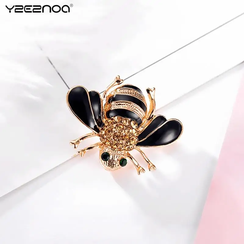 Bee Kind Pin Honey Brooch Bee Lapel Pin Be Kind Enamel Pin Gold Color Champagne Rhinestone Animal Jewelry Brooches For Men Women