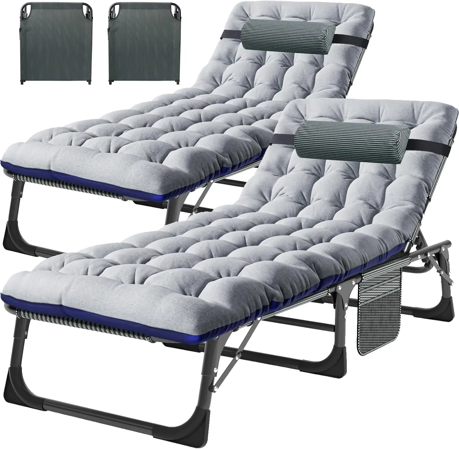 Folding Chaise Lounge Chair 5-Position, Folding Cot, Heavy Duty Patio Chaise Lounges for Outside, Poolside, Beach, Lawn, Camping