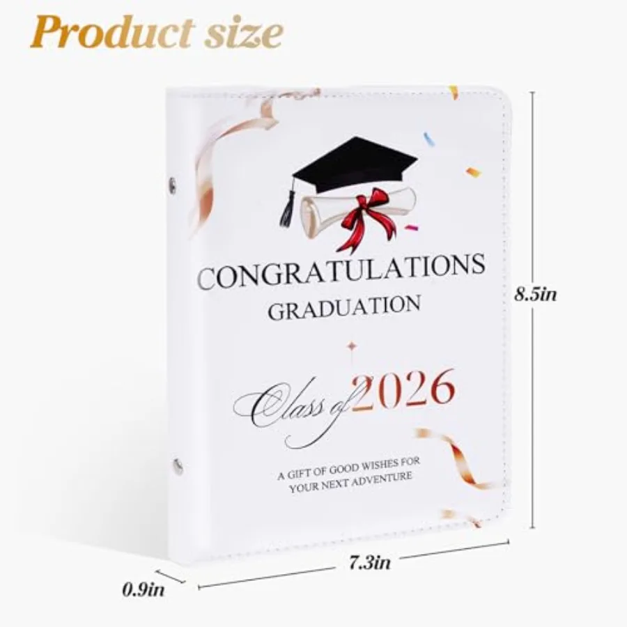 Graduation Gift Card Book 2026-8 x 7Inch PU Graduation Photo Album with 24 Pages High College Survival Gift Card Book Graduatio