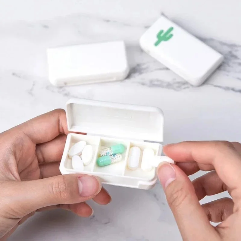 1/2/3pcs Portable Pill Box 3 Compartments Mini Daily Pill Organizer Dispenser Small Travel Medicine Storage Container For Home