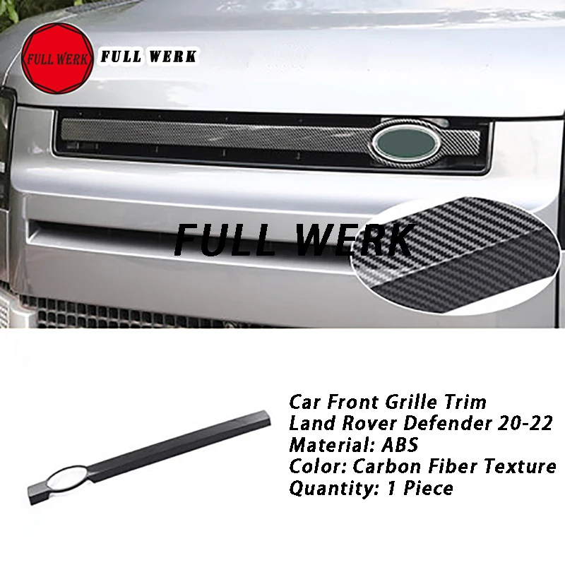 1 Piece ABS Car Front Grille Trim Decoration Cover Frame Sticker Cap for Land Rover Defender 20-22 Exterior Accessory