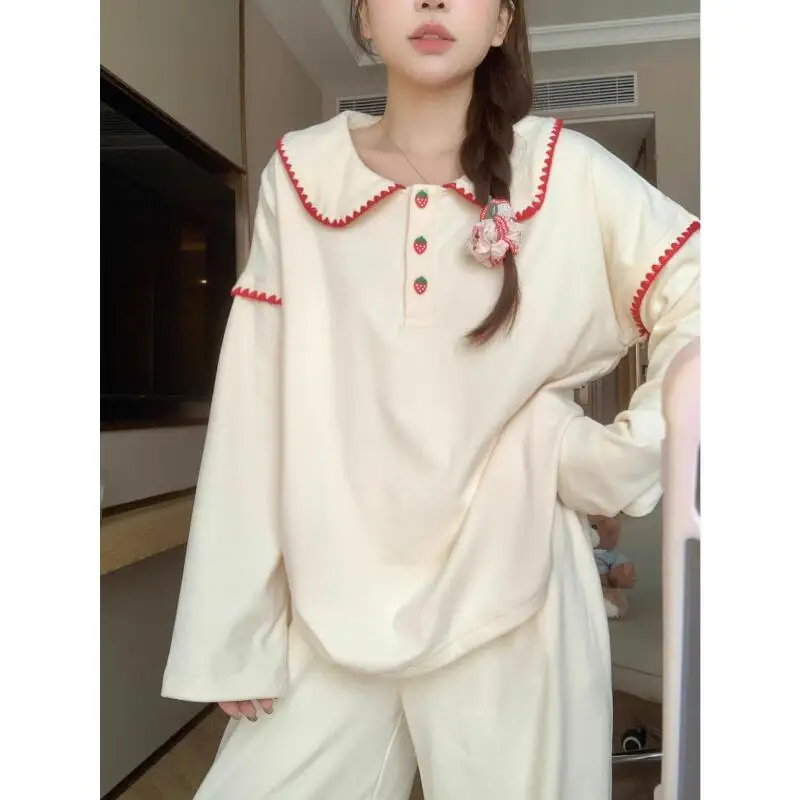 

Корейская версия, женские пижамы, бархатный флис, домашняя одежда с длинными рукавами, теплая милая домашняя одежда больших размеров, пижак на осень-зиму