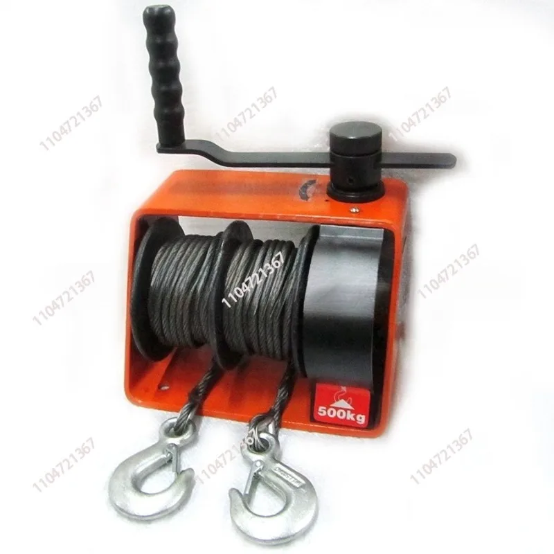 

Double drum turbo worm winch 250kg500kg1000kg heavy duty manual two-way self-locking winch