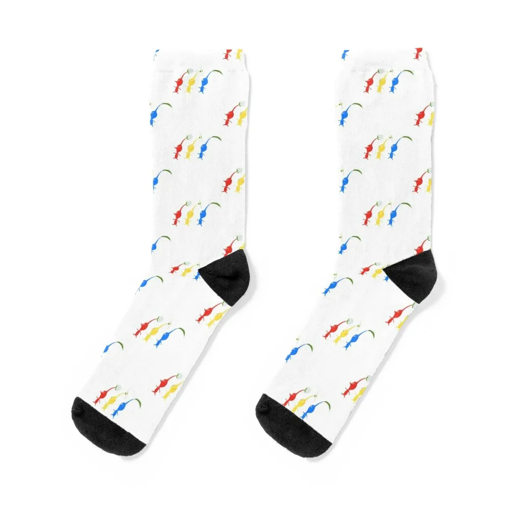 

3 Pikmin Running (on Grey) Socks golf luxury tennis Crossfit Socks Ladies Men's