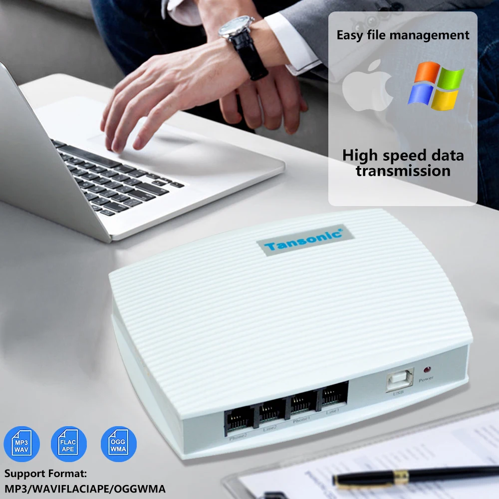 

2CH Voice Activated USB Telephone Recorder Enterprise Use Landline Monitor USB Telephone Monitor USB Phone Logger