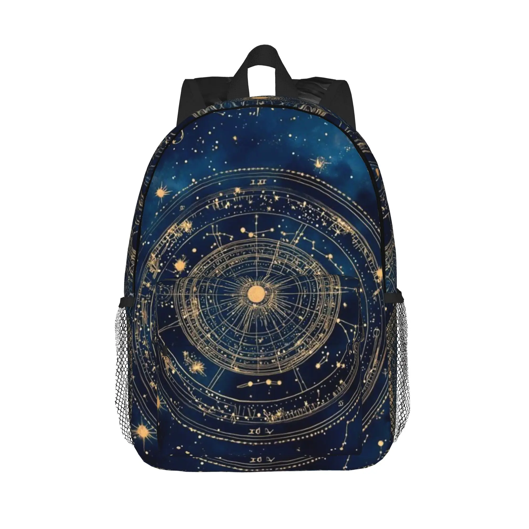 Starry Night Sky with Glowing Golden Star and Constellation Design Backpack Hot Sale Daypack BookBag Shoulder Bags School Bag