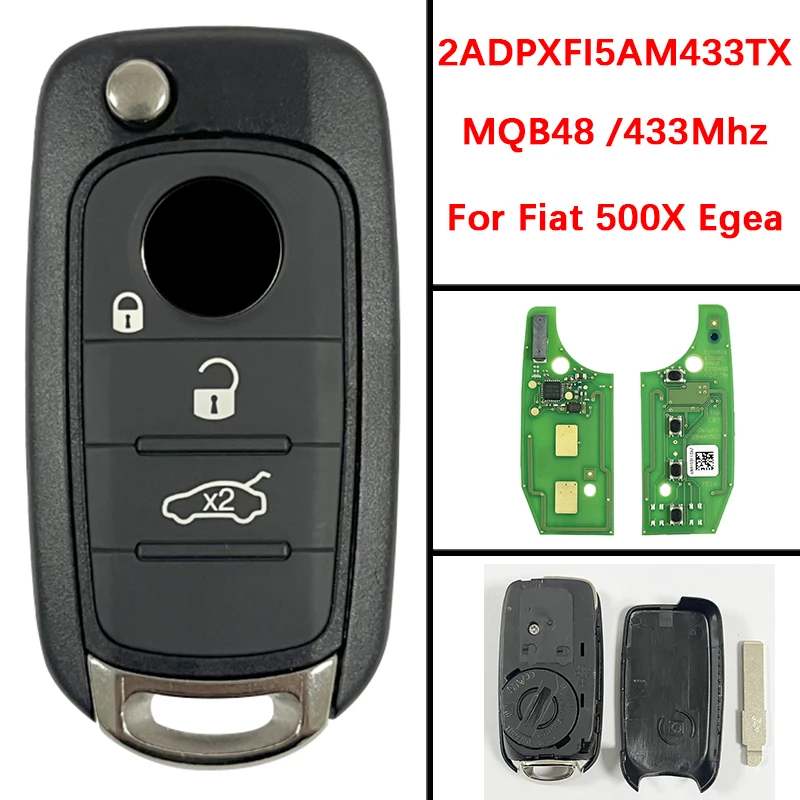

CN017034 Original 3 Button Smart Remote Key Control 433MHz MQB48 Chip FCC 2ADPXFI5AM433TX For Fiat 500X Tipo Egea Tipo 2016-2020