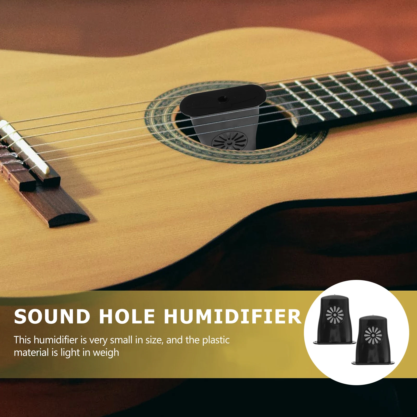 

2 Pcs Portable Guitar Humidifier Acoustic Humidifiers Classical Small Sound Hole Black Plastic