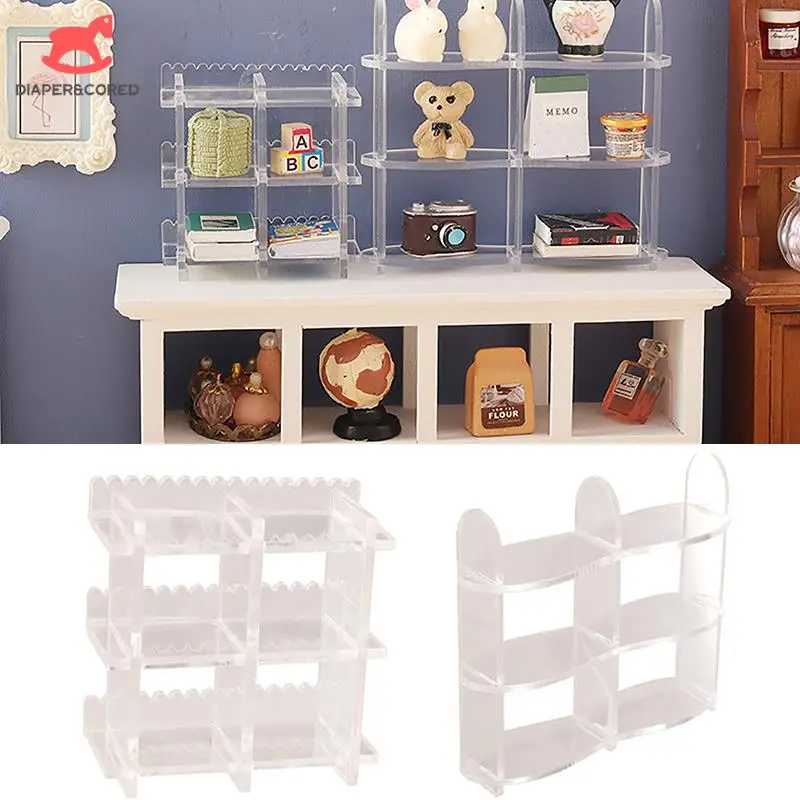 

New 1pcs Dollhouse Miniature Multi-layer Rack Storage Shelf Display Case Cupboard Model Doll House Decor Kids Pretend Play Toys