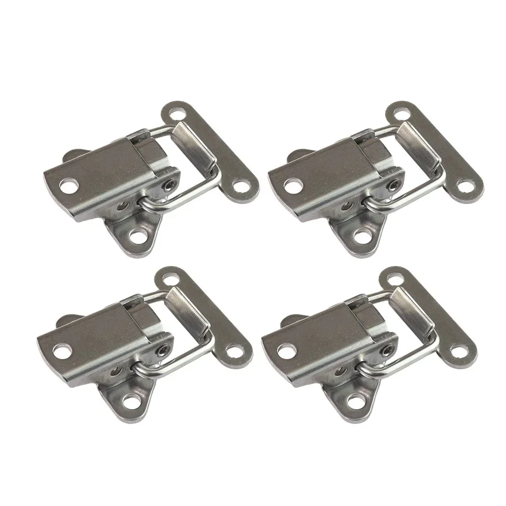 4pcs Tool Box Buckle Hook Lock Stainless Steel Spring Loaded Draw Toggle Latch Clamp Clip Hasp Latch Catch Clasp Hardware