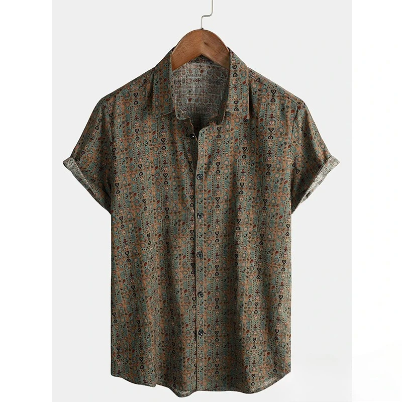 2025 جديد قميص رجالي البوليستر موضة عادية الجرافيك الشاطئ قميص الصيف اليومية قصيرة الأكمام المتضخم فضفاض قمصان هاواي بلايز #2
