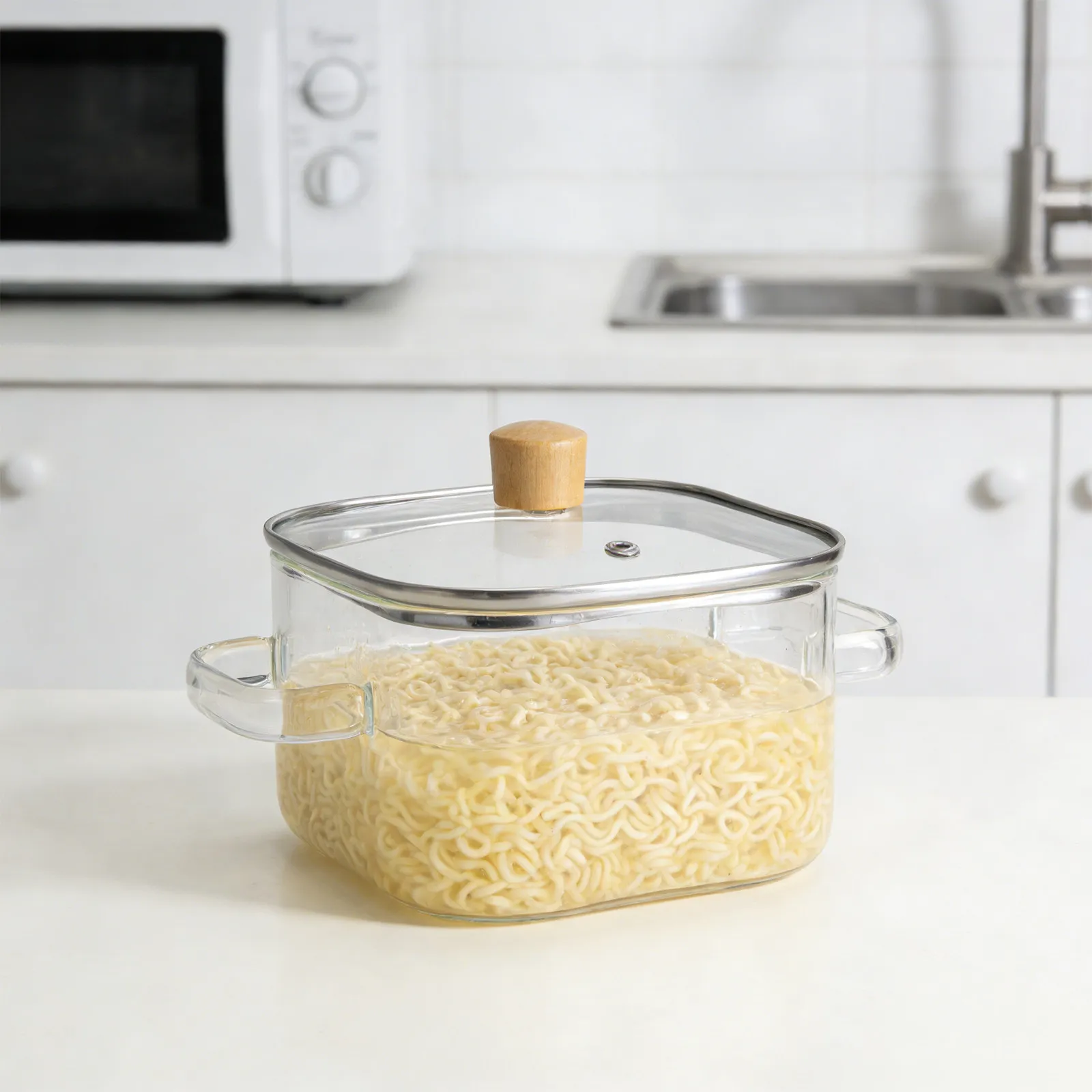 

Large Glass Ramen Bowl 900Ml Heat Resistant Microwave Safe Transparent Noodle Soup Bowl for Home Kitchen Dining