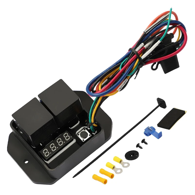 12V/24V Fans Controller Switch Temperature Range 104F to 230F LED Real-Time Display Thermatic Dual Fan Relay Kit