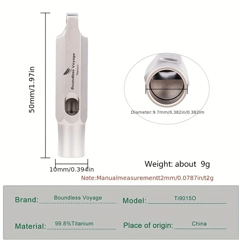 1 قطعة صفارة إنقاذ خارجية من التيتانيوم النقي-صوت عالٍ وواضح، صفارة إنقاذ للتخييم بدون حدود مع حبل قصير #4