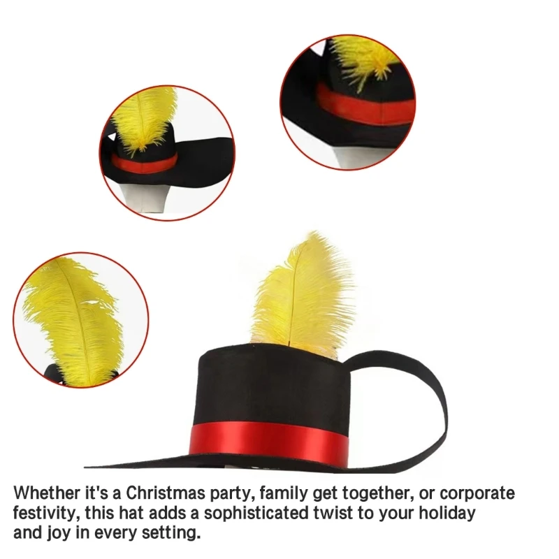 Fashion Black Christmas Party Hat Comfort Adjustable Unisex Festive Wear Celebration Hat with Yellow