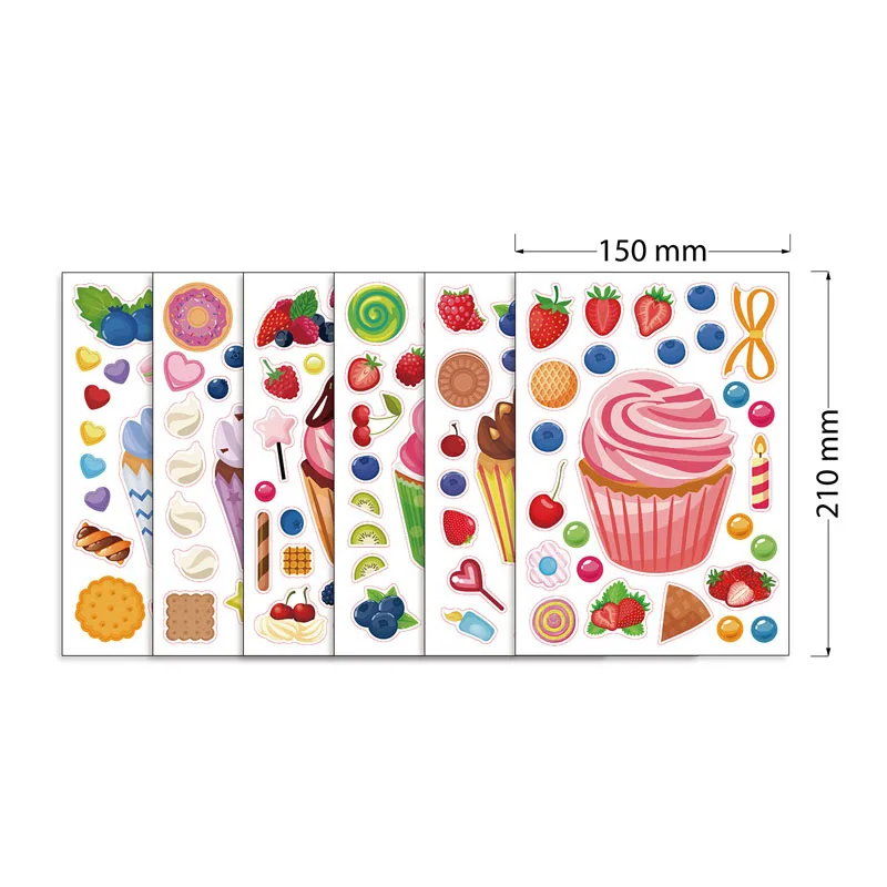 Make A Cupcake Sticker Sheets for Kids Sweet Create Your Own Cupcake DIY Puzzle Stickers Children Birthday Gifts Party Decals M