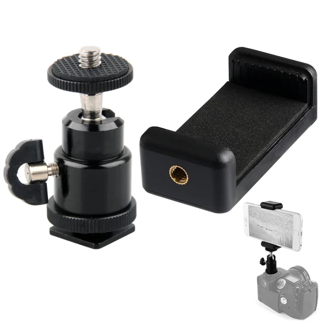 Hot Shoe Phone Clip Universal Moblie Phone Holder Bracket With Mount 1/4 Screw Tripod Monopod Stand For SLR Camera Hot Shoe Phone Clip Universal Moblie Phone Holder Bracket With Mount 1/4 Screw Tripod Monopod Stand For SLR Camera