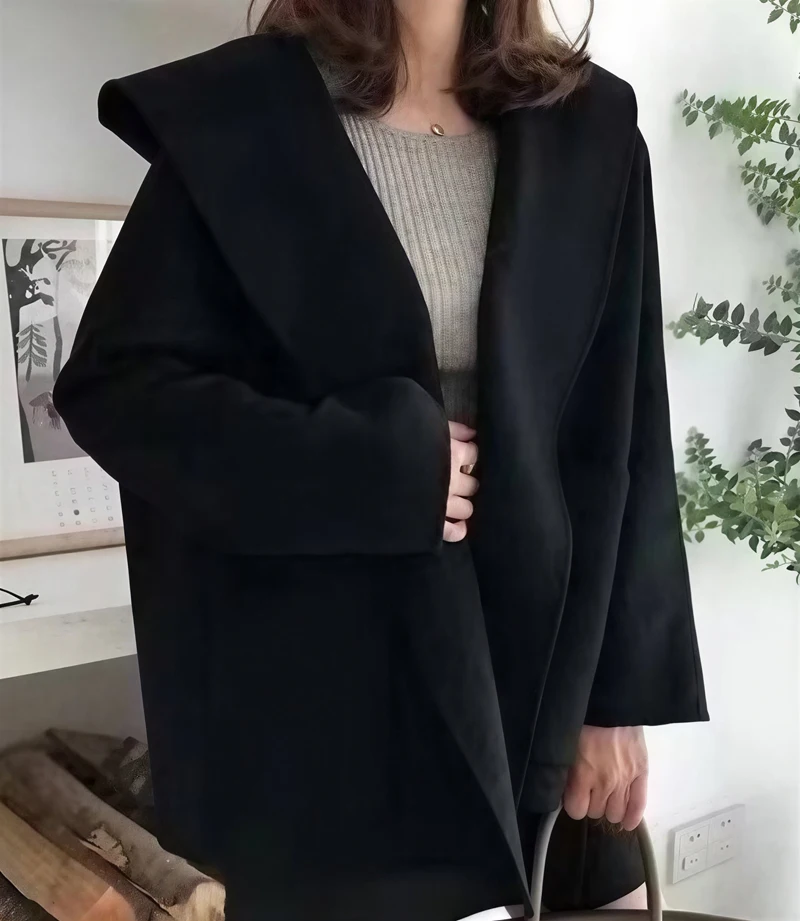 

Wool Blend Coats Womens Woolen Coat Print Autumn Chenille Sashed Notched Collar Elegant Mature British Style Office Lady Commute