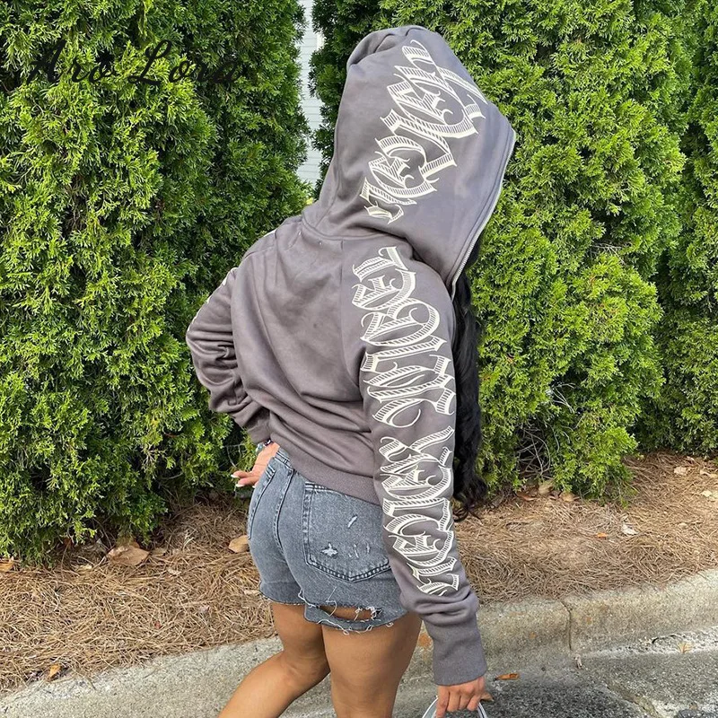 

Hoodie Streetwear Letter Autumn Winter Female Jackets Women Zip Up Printed Long Sleeve Hoodie Sweatshirts Gothic Punk