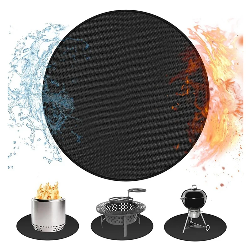 48In Round Fire Pit Mat For Stove Bonfire,Grill Fireproof Stove Mat For Under Grill To Protect Deck Patio Grass