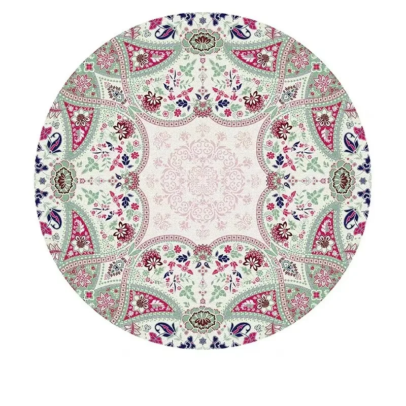 Retro Ethnic Round Rug, Household Bedroom Decor Non-slip Floor Carpet