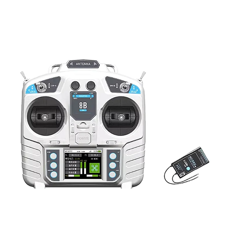 

A66Z MC8B MINI 2.4G 8Ch RC Transmitter With MC8RE-V2 Receiver Radio System For RC Airplane Aircraft Boat Car And More Right Hand