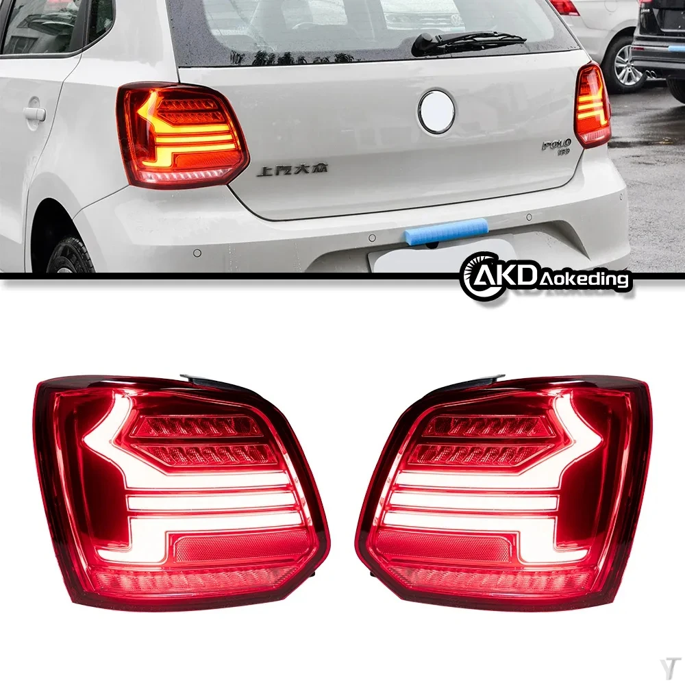 AKD Tail Lamp for VW Polo Tail Light 2010-2019 Polo LED Raer Lamp LED DRL Assembly Upgrade Dynamic Signal Auto Accessories 2PCS