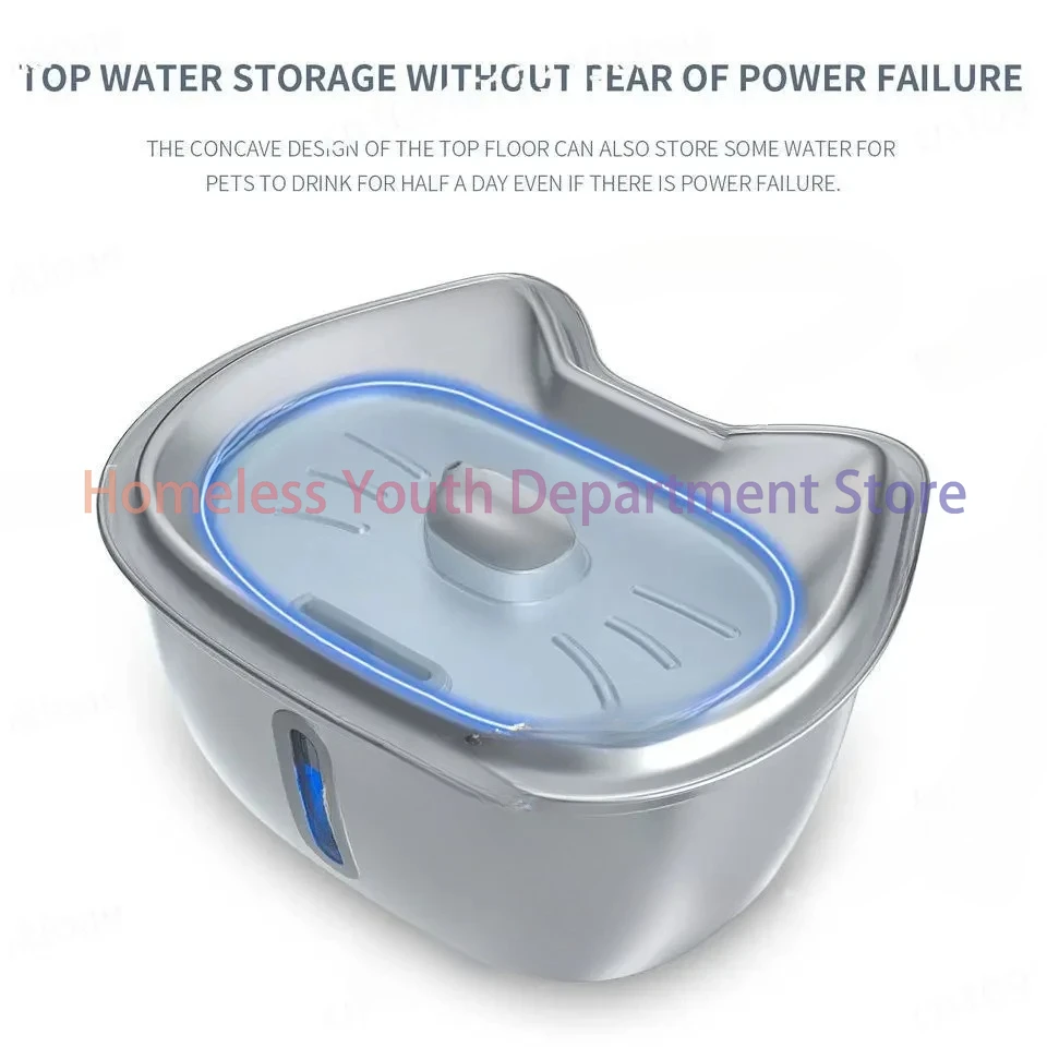 Water Dispenser LED Light Cycle Multiple Filtration, 3L Large Capacity,silent Cat and Dog Water Feeder