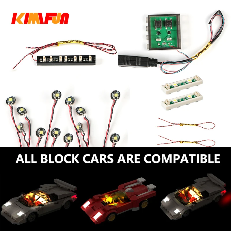 12pcs 1X1 1X4 LED 0.8mm 2pin Building Blocks Car Lamp Simulation Lighting Multiple Colors Combination 10220/05007/79211/10467