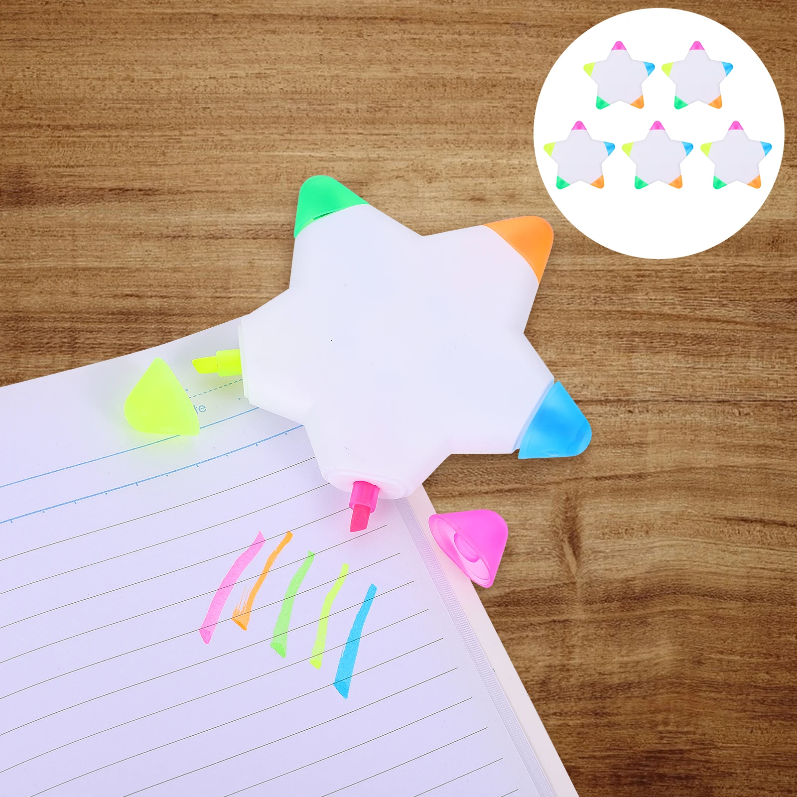 

5 PCS Mark Pens Highlighter Fluorescent Star Shape Writing Supplies Shaped Colorful for Student