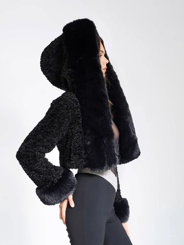 ZADORIN High Quality Faux Fur Coats Hooded Cropped White Black Faux Fur Coat Woman Clothing Fluffy Fur Jacket Winter Outerwears