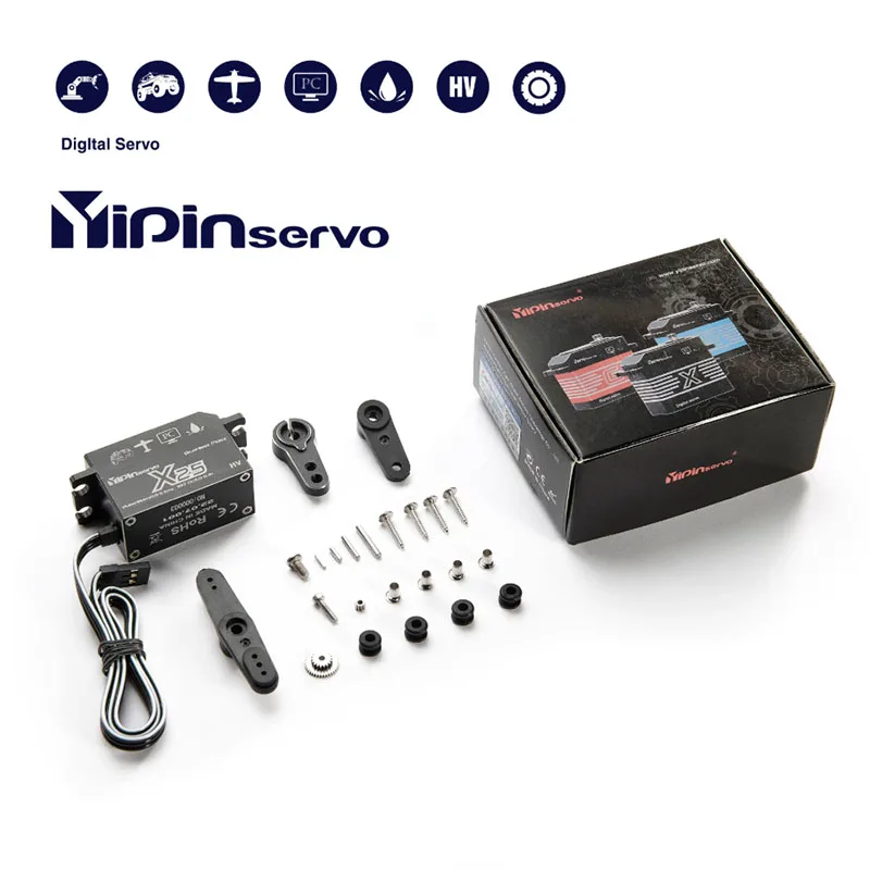 

25KG Digital Servo 7.4V 180 Degree High Torque Coreless Motor RC Servos Rock Climbing Car Model Robot DIYpeed 0.045 sec 8.4v
