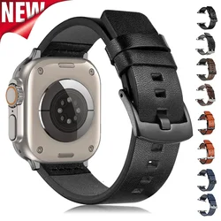 Leather Band for Apple Watch Ultra 2 49mm S10 46mm 42mm 9 8 7 45mm 41mm Strap for IWatch 6 SE 5 4 44mm 40mm High Quality Strap
